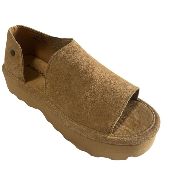 BEARPAW Women's Suede Sail Wedge Tan Cushioned Comfort Sandals Sz 8.5 - Picture 1 of 15